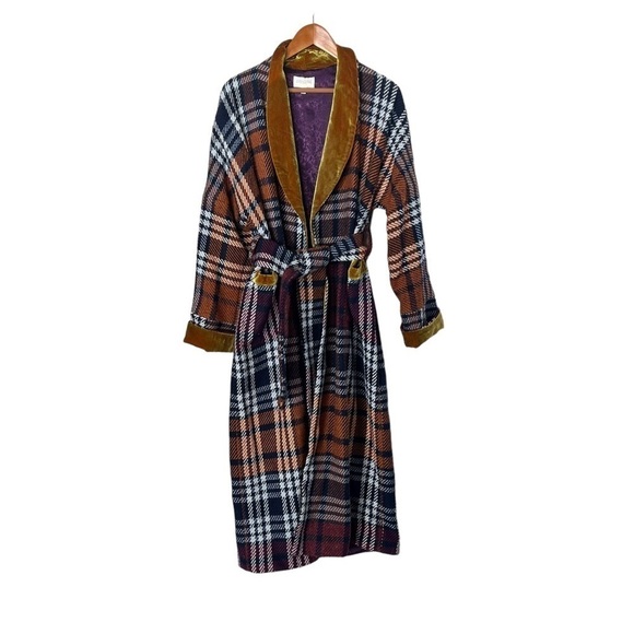 DIVINE HERITAGE *Rare* Plaid and Yellow Velvet Cloak Trench Peacoat - Picture 2 of 11